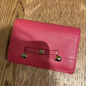 Prada pink ribbon saffiano card wallet
